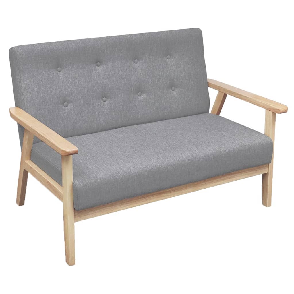 Sofa-Set 2-Tlg. Stoff Hellgrau Sessel + 2-Sitzer