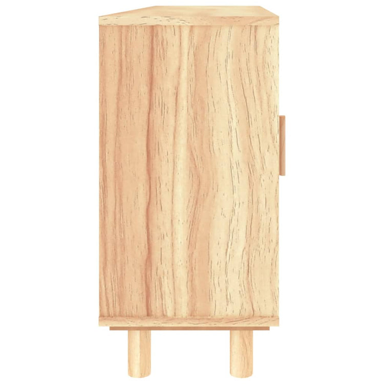 Sideboard Braun 105X30X60 Cm Massivholz Kiefer Und Natur-Rattan