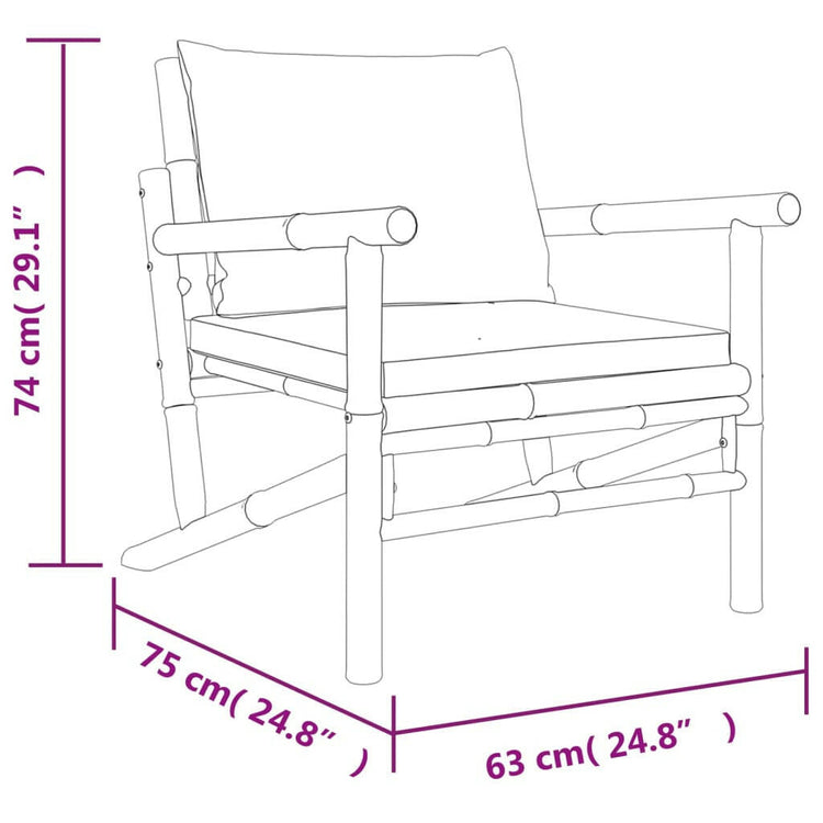 5-Tlg. Garten-Lounge-Set Mit Dunkelgrauen Kissen Bambus 1 2x chair + 2x bench + table