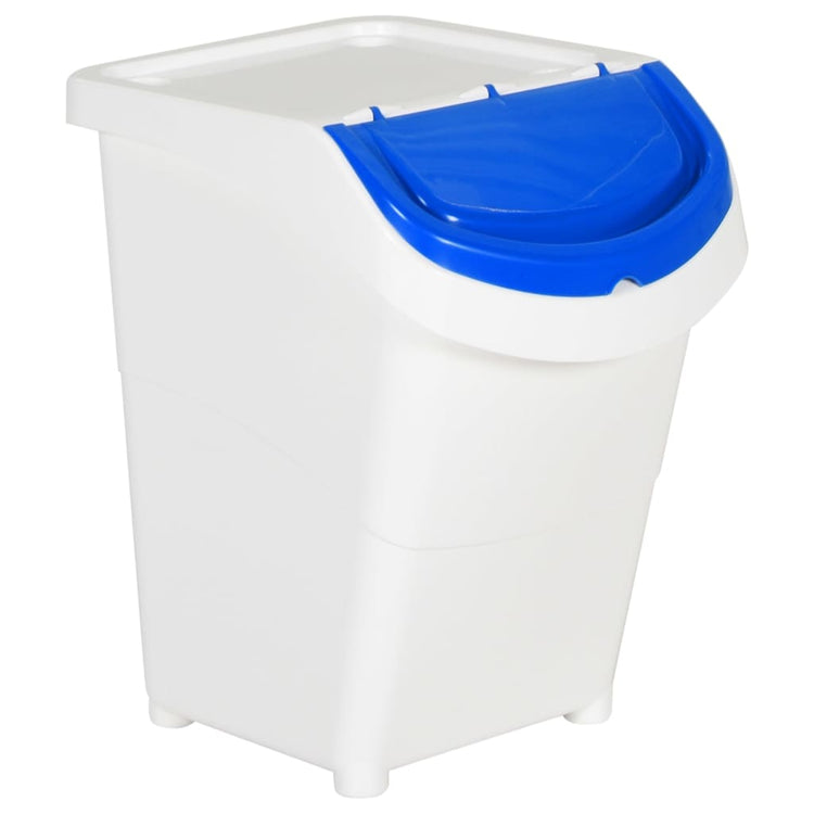 Abfallbehälter Mit Deckeln 3 Stk. Stapelbar Weiß Pp 120 L