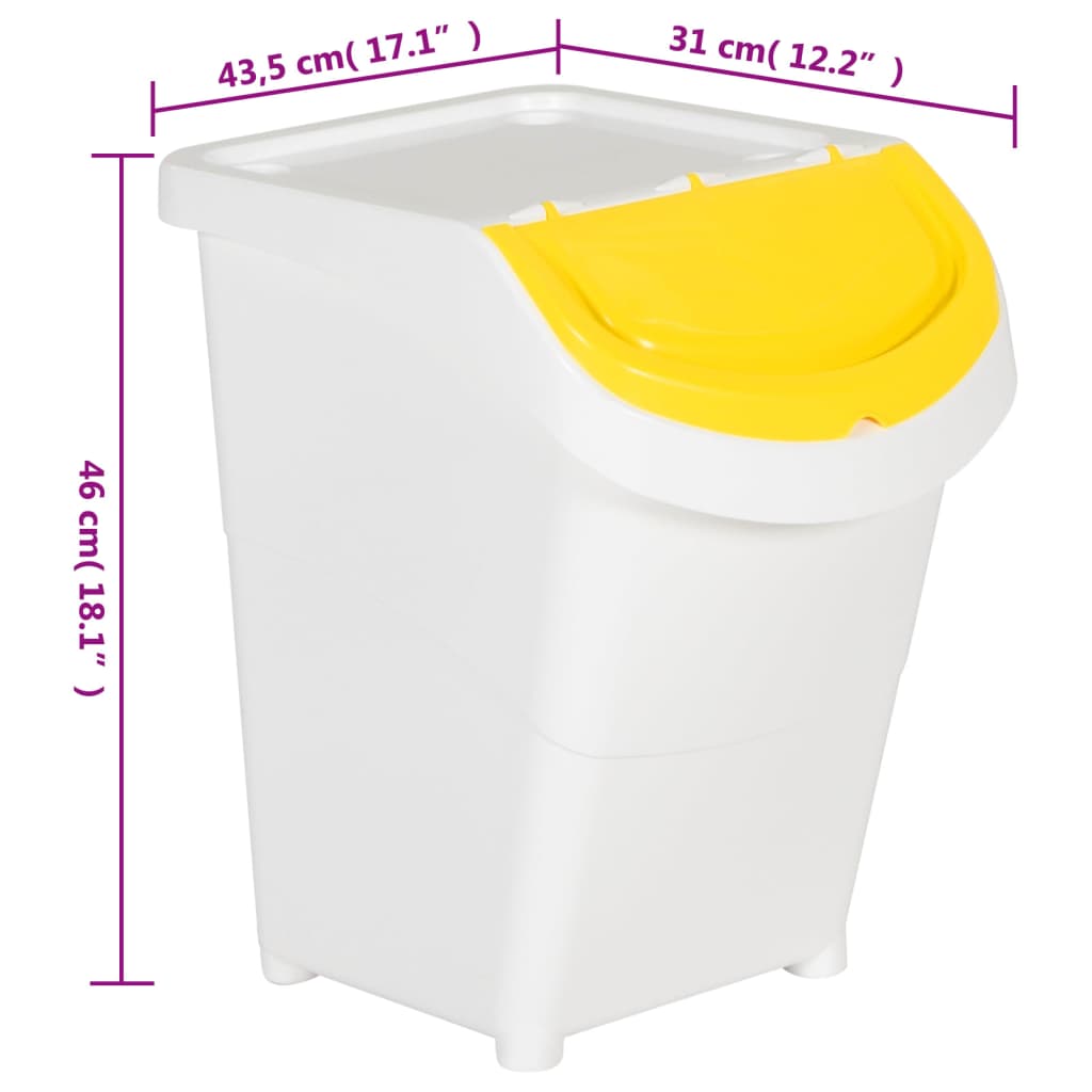 Abfallbehälter Mit Deckeln 3 Stk. Stapelbar Weiß Pp 120 L