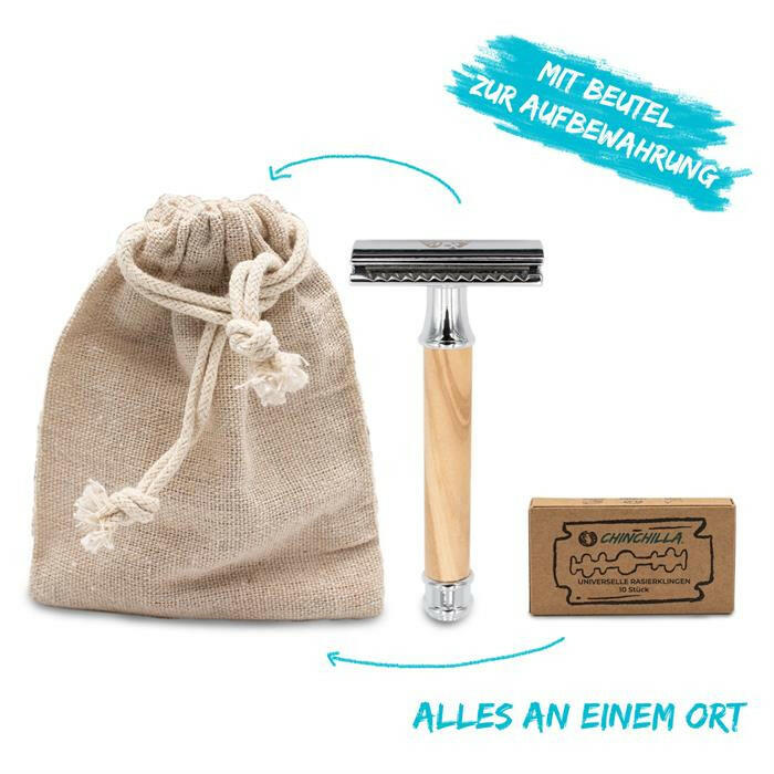 safety razor off
 100% olive wood and
 Metal incl. jute bag
 for storage