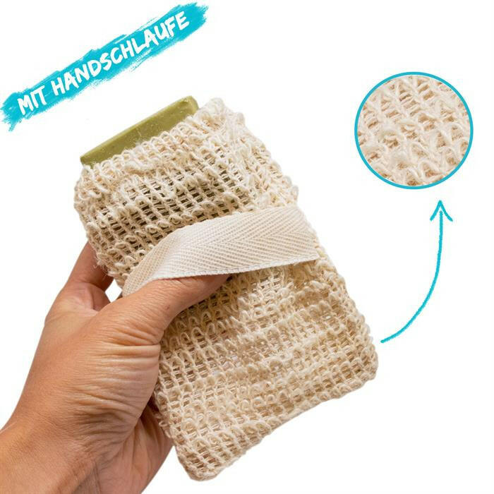 Soap bags, set of 2 Storage for soap residue and solid shampoo made of sisal